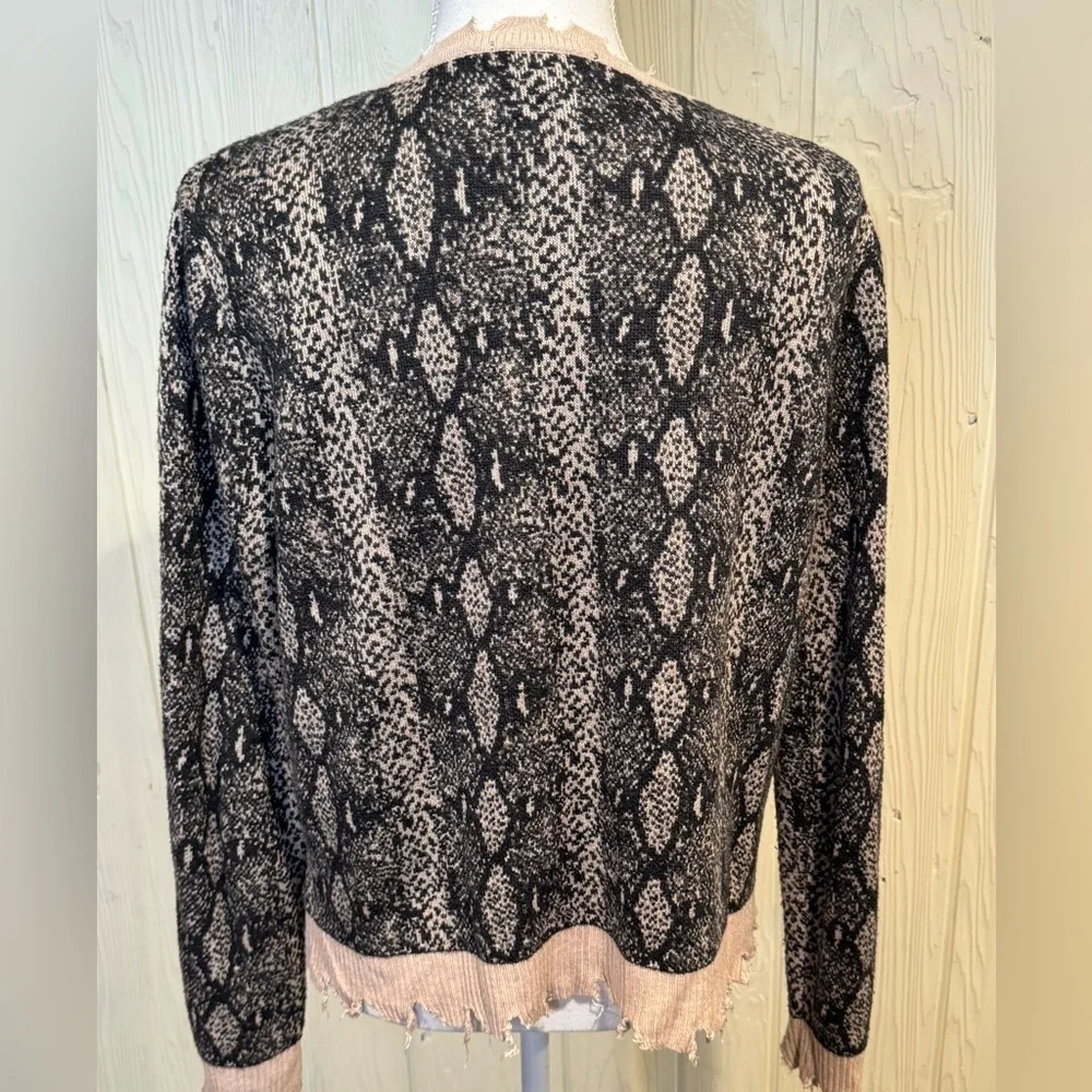 FATE Snakeskin Distressed Sweater Fringe Hem Wool Blend Size Small